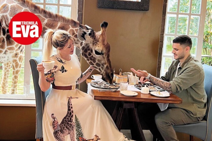 Wanda nara e Mauro Icardi al Giraffe Manor Hotel in Kenya