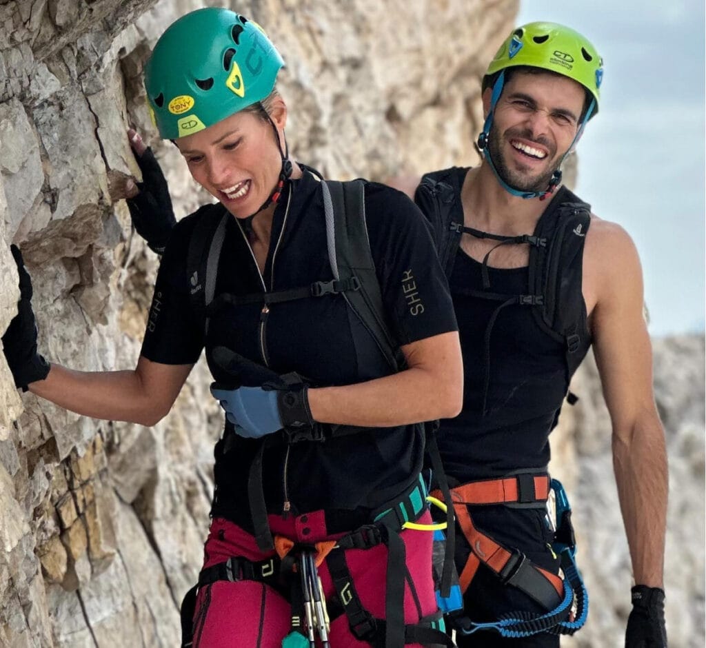 michelle hunziker è una vera appassionata di arrampicata, e ha coinvolto anche goffredo nelle sue scalate