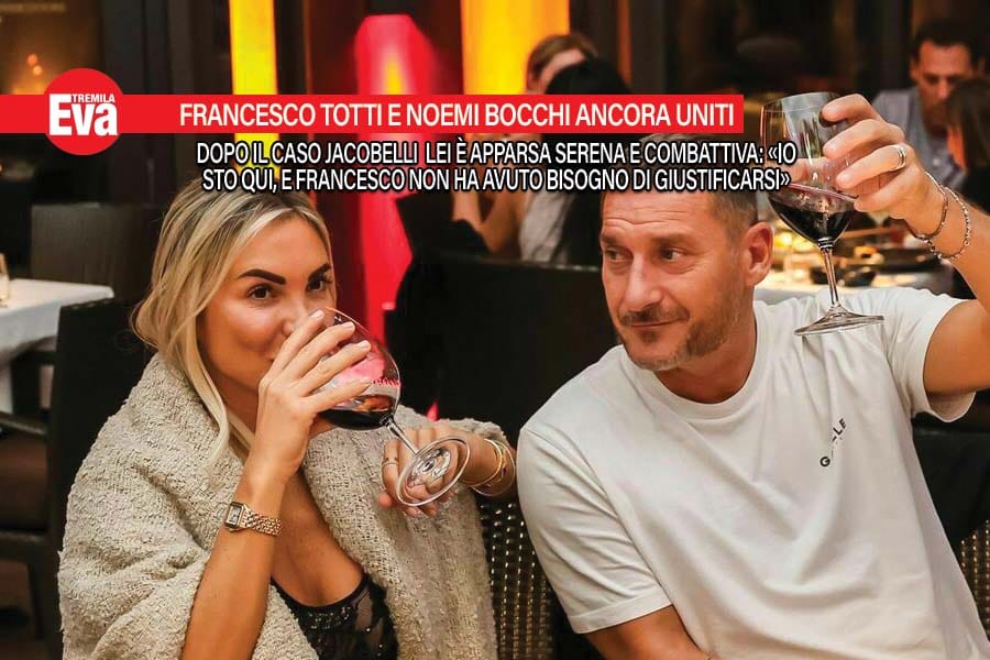francesco totti e noemi bocchi, la bufera sembra alle spalle. lei dopo il gossip su marialuisa jacobelli appare serena e combattiva «io sto qui, e francesco non ha avuto bisogno di giustificarsi»