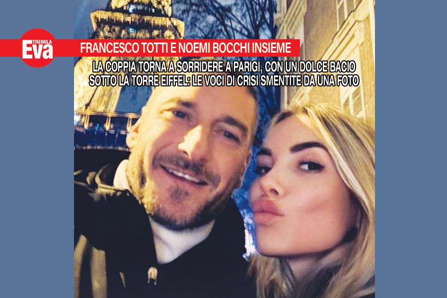 francesco totti e noemi bocchi si baciano felici a parigi