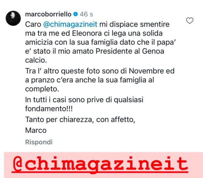 La secca smentita di Marco Borriello dopo la pubblicazione delle foto su Chi