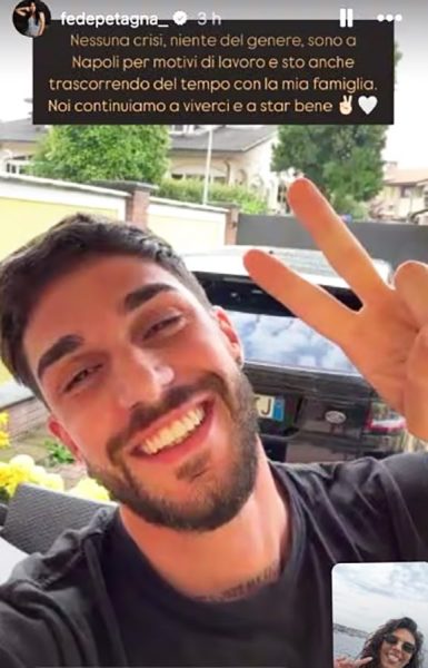 Federica Petagna sui social dice stop al gossip sulla crisi con Stefano Tediosi: «Se a volte siamo distanti è per stare in famiglia, ma restiamo vicini: io e lui continuiamo a viverci e a stare bene» Federica Petagna tediosi