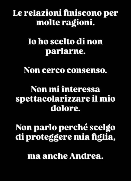 Beatrice Arnera rompe il silenzio dopo le lacrime dell'ex compagno Andrea Pisani. «Non spettacolarizzerò il mio dolore e non parlo: scelgo di proteggere mia figlia, ma anche Andrea»