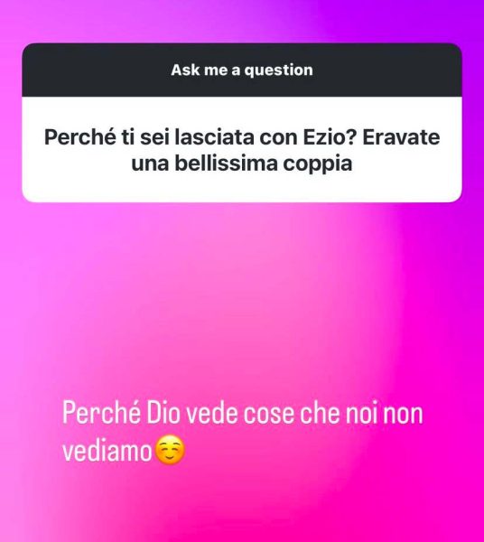 La storia Instagram in cui Nataly Ospina conferma la fine della sua relazione con Ezio Greggio