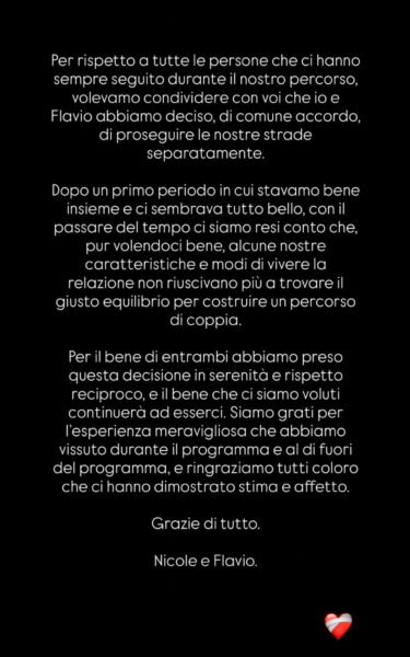 È già finita tra Flavio Ubirti e Nicole Belloni, il tronista e la corteggiatrice di Uomini e Donne si sono detti addio: «Non siamo riusciti a trovare il giusto equilibrio per costruire la nostra coppia» flavio Ubirti e nicole belloni addio