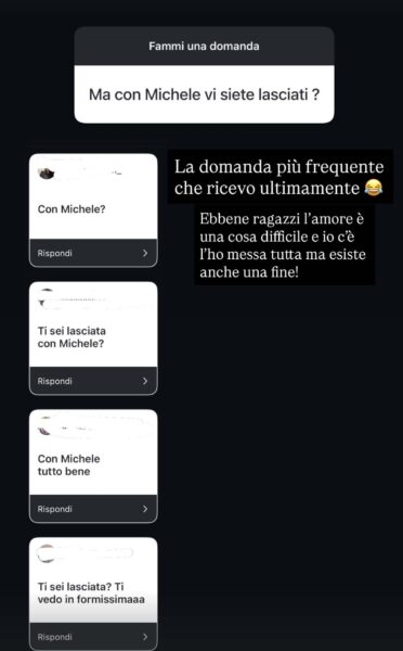 Millie Moi e Michele Varriale, la coppia storica di 'Temptation Island' si è detta addio: «una storia complicata che ci ha fatto soffrire tantissimo, chiuderla è stato difficile perché nessuno dei due ne aveva il coraggio» Millie Moi e Michele Varriale, la coppia storica di 'Temptation Island' si è detta addio: «una storia complicata che ci ha fatto soffrire tantissimo, chiuderla è stato difficile perché nessuno dei due ne aveva il coraggio»