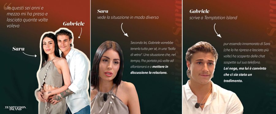 I segreti di Temptation Island 2026: gli scandali, i tradimenti, le bugie e le incomprensioni delle storie d'amore che Filippo Bisciglia vuole salvare. La guida 'bomba' delle 7 coppie tv sull'orlo di una crisi di nervi sara e gabriele di temptation island 2026