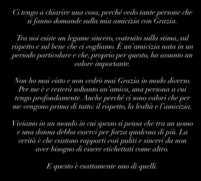 Grazia Kendi e Ernesto Passaro grandi amici da reality. Dopo le delusioni a U&D e al GF sono inseparabili, ma guai alle illazioni: «non ci vedremo mai in modo diverso, siamo e resteremo persone a cui tenere profondamente» Ernesto Passaro grazia kendi