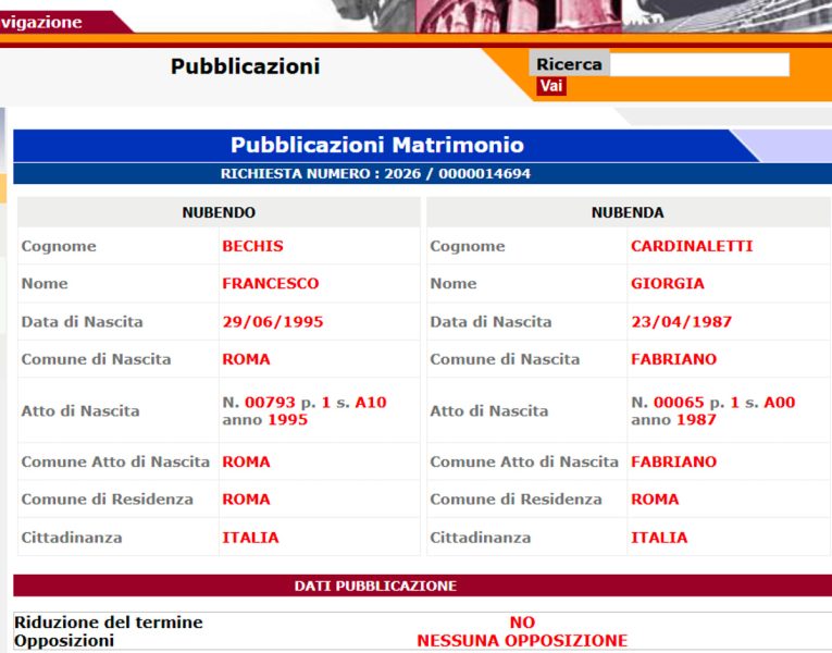 Giorgia Cardinaletti e Francesco Bechis, il matrimonio è sempre più vicino: nozze blindatissime nelle Marche dopo una storia d’amore vissuta lontano dai riflettori e il capitolo chiuso con Cesare Cremonini Giorgia Cardinaletti e Francesco Bechis